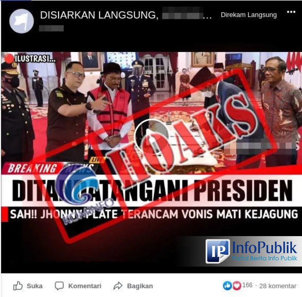 Cek Fakta: Tidak Ada Pernyataan Jokowi Menuntut Hukuman Mati untuk Johnny G. Plate