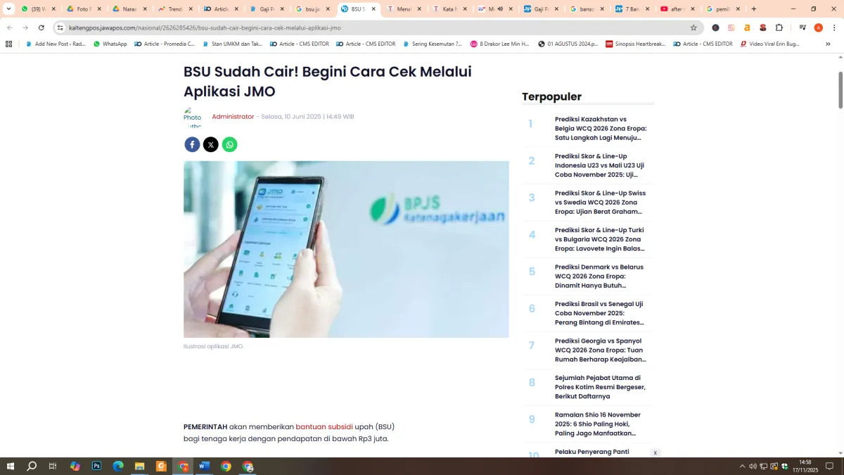 Kemnaker Tegaskan Kabar BSU 2026 Rp900 Ribu Cair Januari–Februari adalah Hoaks, BPJS Ketenagakerjaan Belum Terima Info