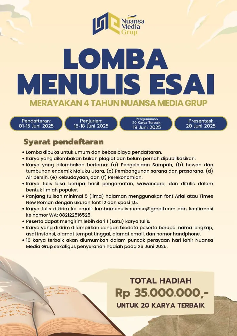Nuansa Media Grup Gelar Lomba Esai untuk Dorong Gagasan Kritis tentang Pembangunan Maluku Utara