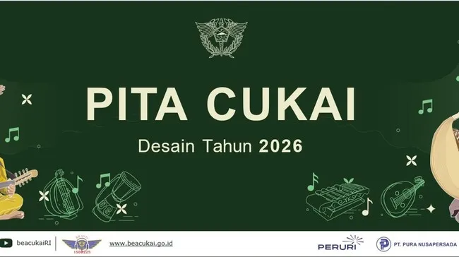 Bea Cukai Rilis Desain Pita Cukai 2026 Bertema Alat Musik Tradisional Indonesia