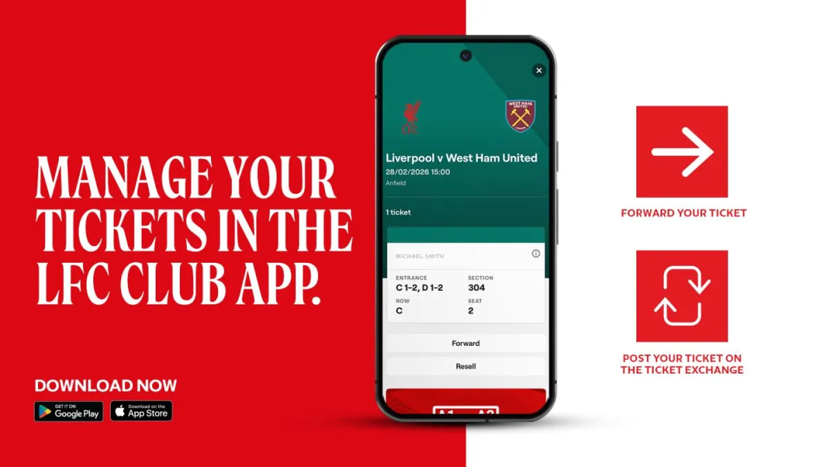 Liverpool FC Rilis Fitur Pengelolaan Tiket di Aplikasi Resmi untuk Seluruh Pendukung