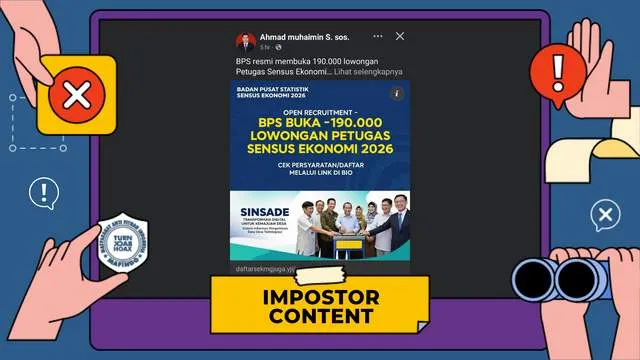 Tautan Pendaftaran Petugas Sensus Ekonomi 2026 di Facebook Dipastikan Hoaks