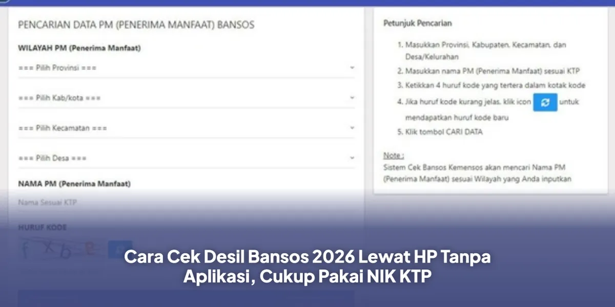 Cara Cek Desil Bansos 2026 Lewat HP Tanpa Aplikasi dengan NIK KTP
