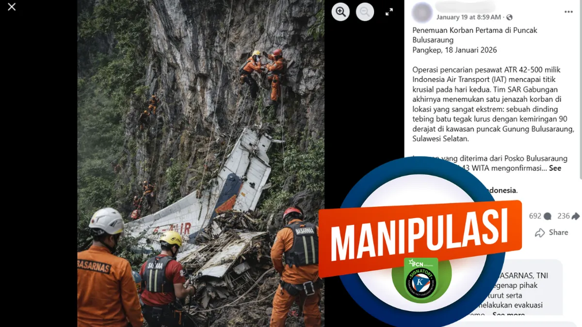 Cek Fakta: Foto Evakuasi Korban Pesawat ATR 42-500 Ternyata Konten Rekayasa AI