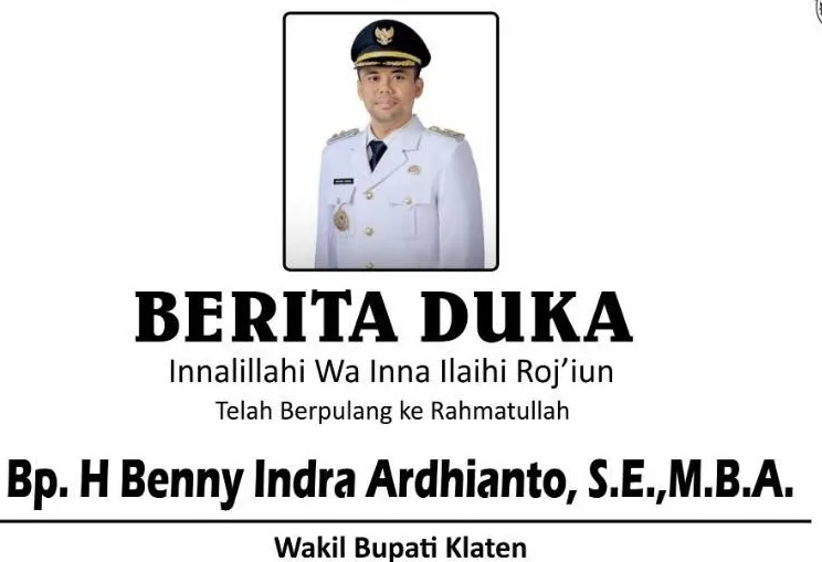 Wakil Bupati Klaten Benny Indra Ardhianto Meninggal Dunia pada Usia 33 Tahun