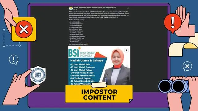 Hoaks Undian Berhadiah Mengatasnamakan Bank BSI untuk Periode 2026 Beredar di Facebook