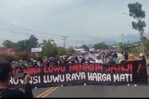 Ribuan Warga Luwu Raya Kembali Aksi Tuntut Pembentukan Provinsi Baru, Sejumlah Ruas Trans Sulawesi Diblokade