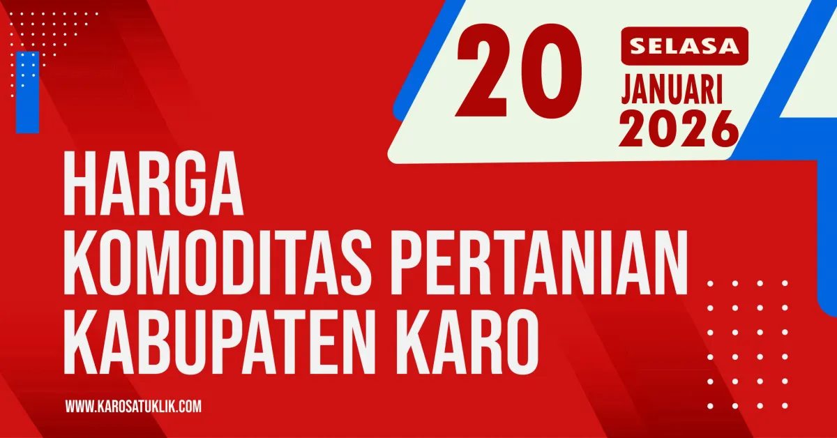 Daftar Harga Komoditas Pertanian di Kabupaten Karo per Selasa, 20 Januari 2026 Pukul 19.30 WIB