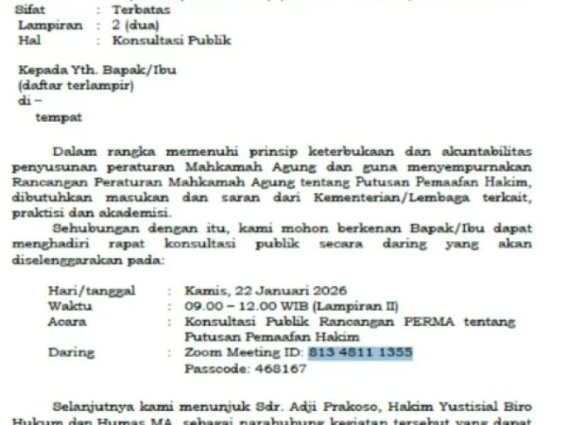 Mahkamah Agung Gelar Uji Publik Rancangan PERMA tentang Putusan Pemaafan Hakim