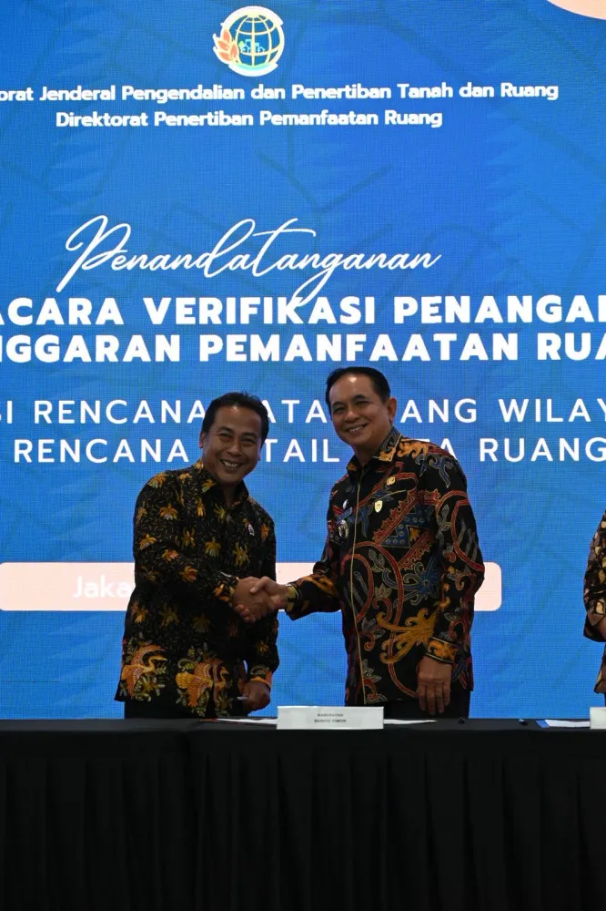 Bupati Barito Timur Teken Berita Acara Verifikasi IPPR untuk Implementasi RDTR Kawasan Perkotaan Ampah