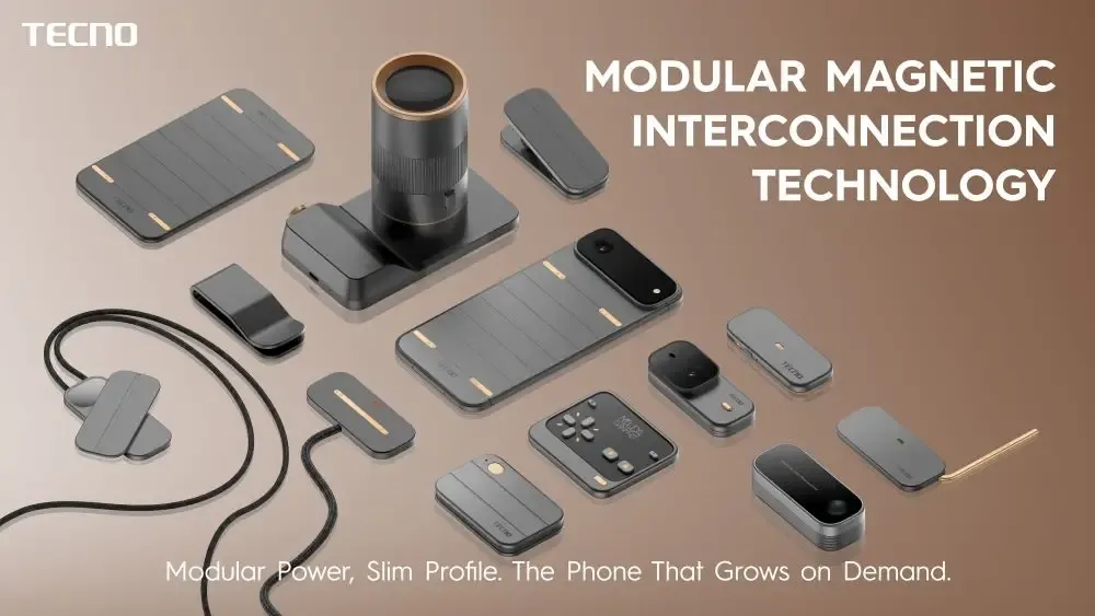 TECNO Unjuk Konsep Smartphone Modular Bermagnet di MWC 2026