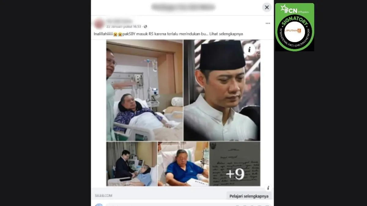 Cek Fakta: Klaim Foto SBY Masuk Rumah Sakit Januari 2026 Disebut Hoaks