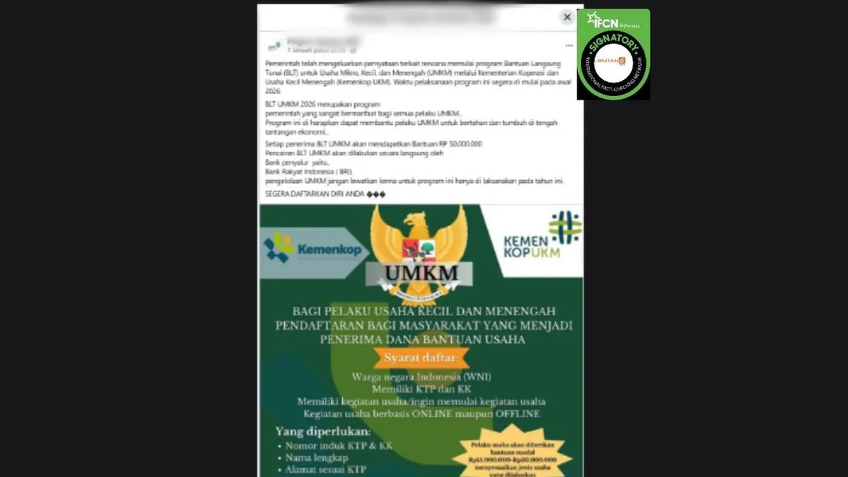 Kementerian UMKM Tegaskan Tautan Pendaftaran BLT UMKM 2026 adalah Hoaks