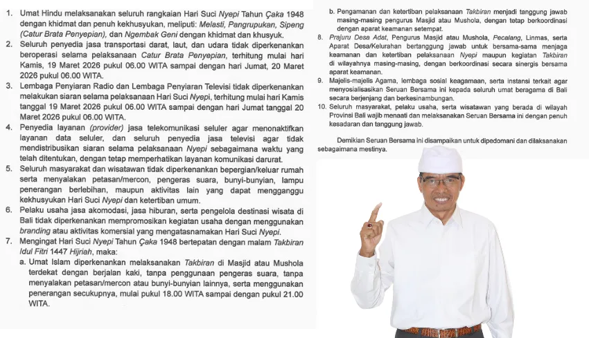 Internet dan Data Seluler di Bali Dimatikan 24 Jam Saat Nyepi 2026, Ini Ketentuan dalam Seruan Bersama