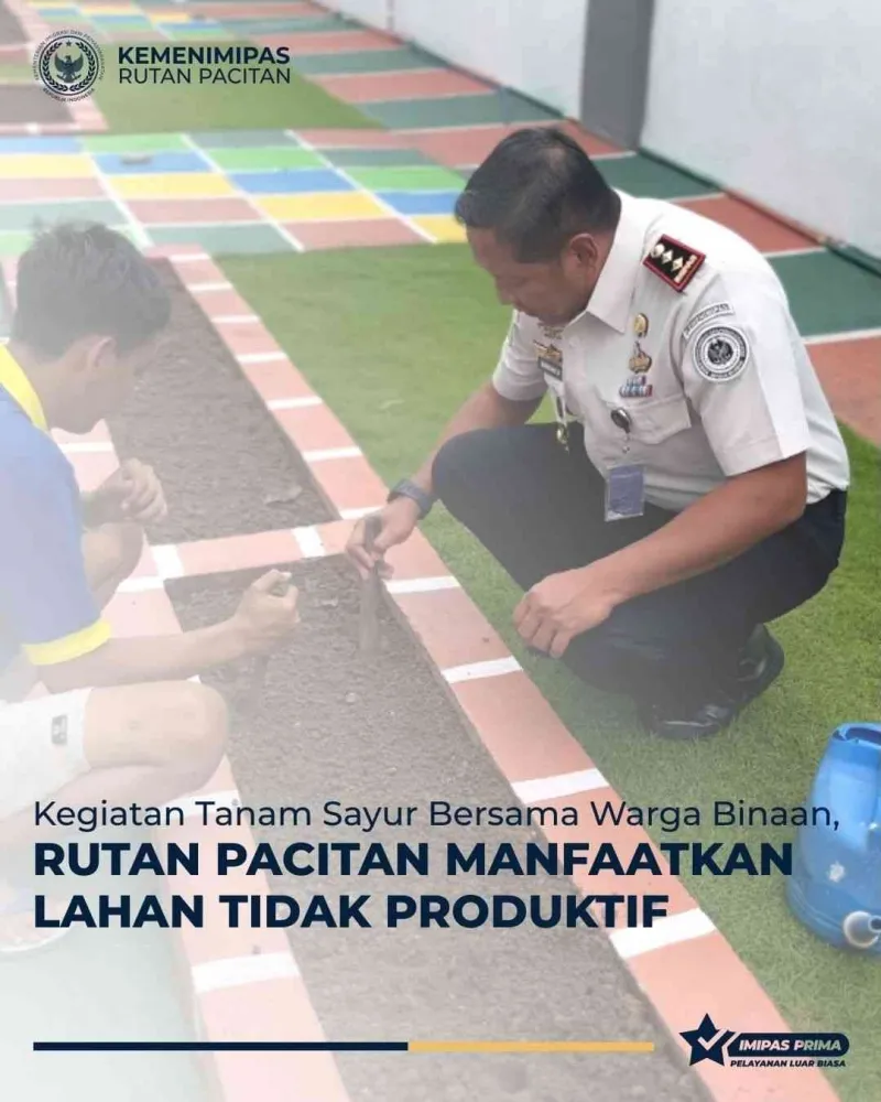 Rutan Pacitan Tanam Sawi dan Kangkung di Lahan Tidak Produktif untuk Pembinaan Warga Binaan
