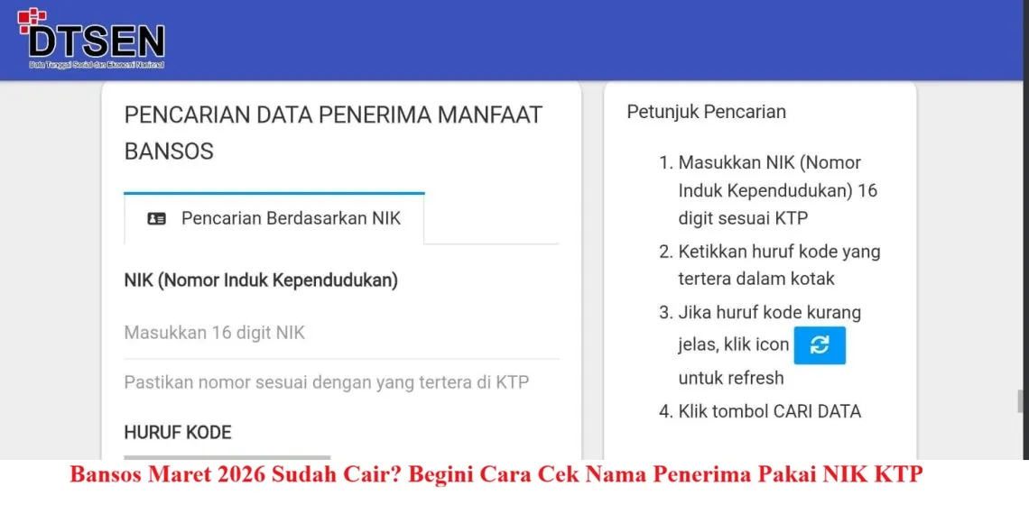 Cara Cek Status Penerima Bansos Maret 2026 dengan NIK KTP Lewat Situs dan Aplikasi Kemensos