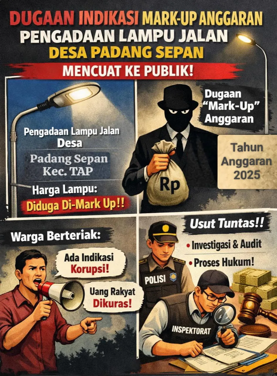 Anggaran Pengadaan 30 Lampu Jalan Tenaga Surya di Desa Padang Sepan Disorot, LSM Duga Mark-Up
