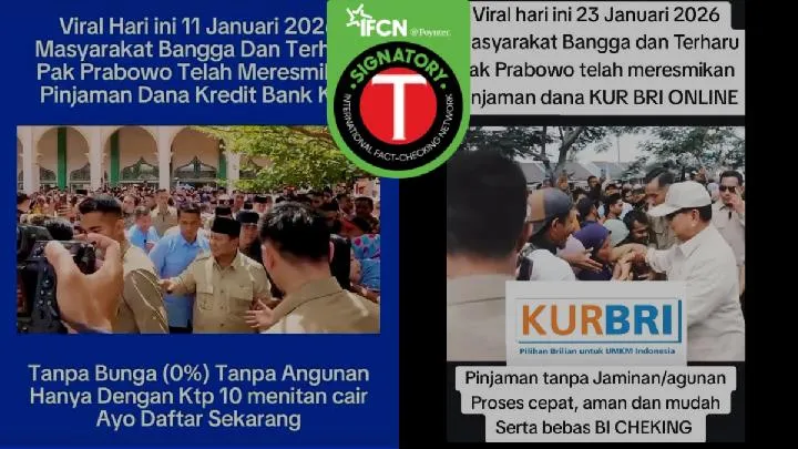 Klaim Prabowo Resmikan KUR BRI Tanpa Jaminan dan Survei Dinyatakan Keliru