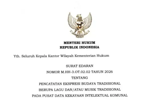 Menteri Hukum Terbitkan Surat Edaran Pencatatan Lagu dan Musik Tradisional di PD KIK