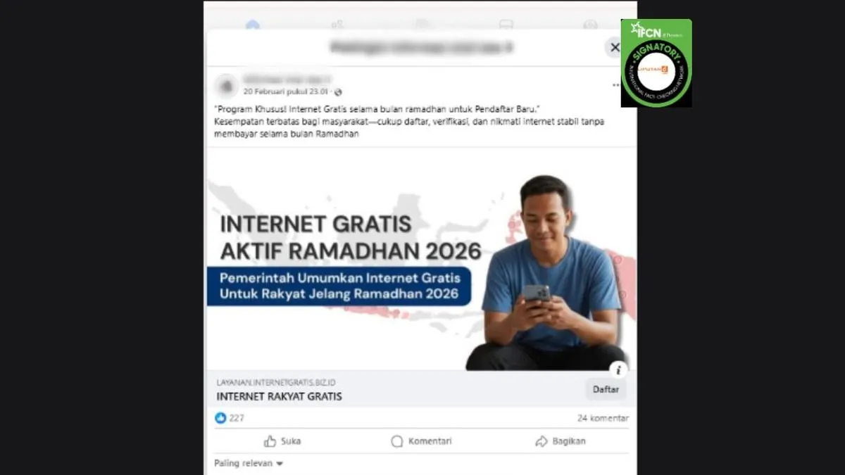 Cek Fakta: Klaim Tautan Pendaftaran Internet Gratis Selama Ramadan Tidak Benar