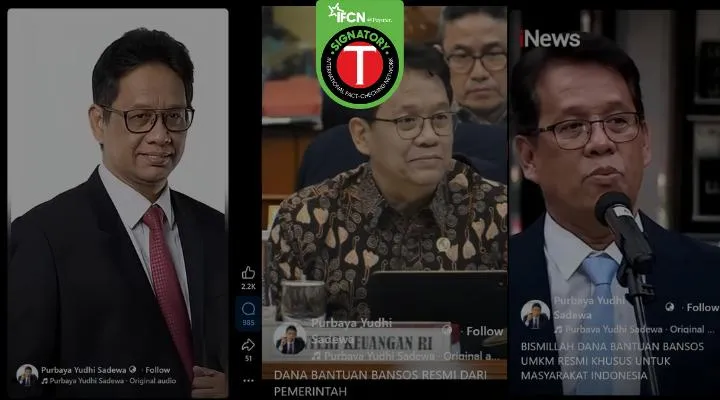 Beredar Video Klaim Menkeu Purbaya Bagikan Bansos untuk UMKM, Hasil Manipulasi AI