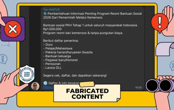 Tautan Pendaftaran PKH Kemensos 2026 di Telegram Dipastikan Hoaks