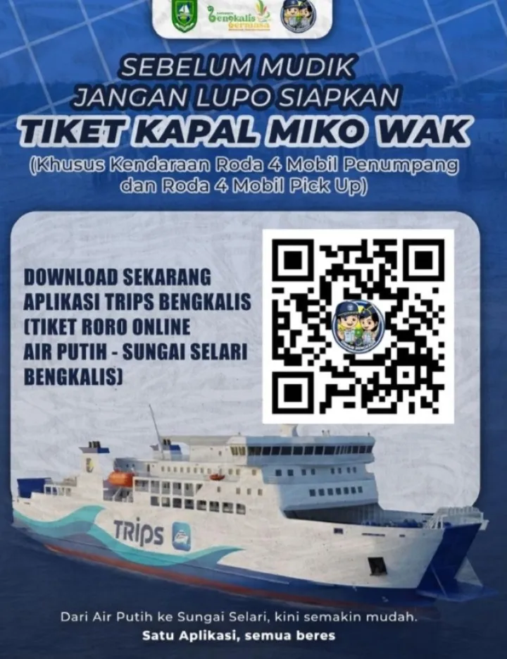Dishub Bengkalis Imbau Pemudik Roda Empat Pesan Tiket RoRo Lewat Aplikasi TRIPS