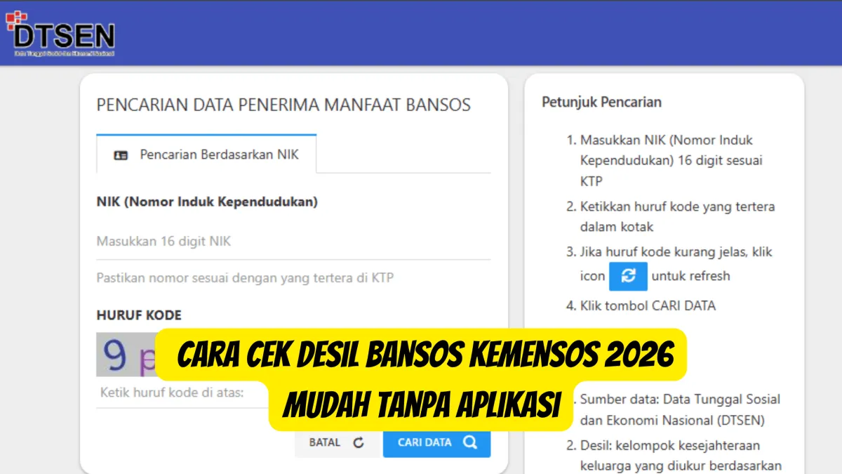 Cara Cek Desil Bansos Kemensos 2026 Secara Online Tanpa Aplikasi