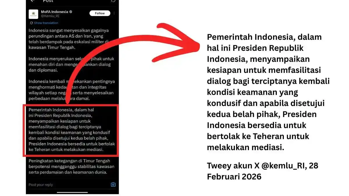 Kemlu RI: Indonesia Siap Fasilitasi Dialog, Presiden Bersedia ke Teheran Jika Disetujui Pihak Terkait