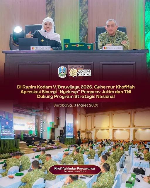 Khofifah Tekankan Sinergi Pemprov Jatim–Kodam V/Brawijaya untuk Dukung Program Strategis Nasional