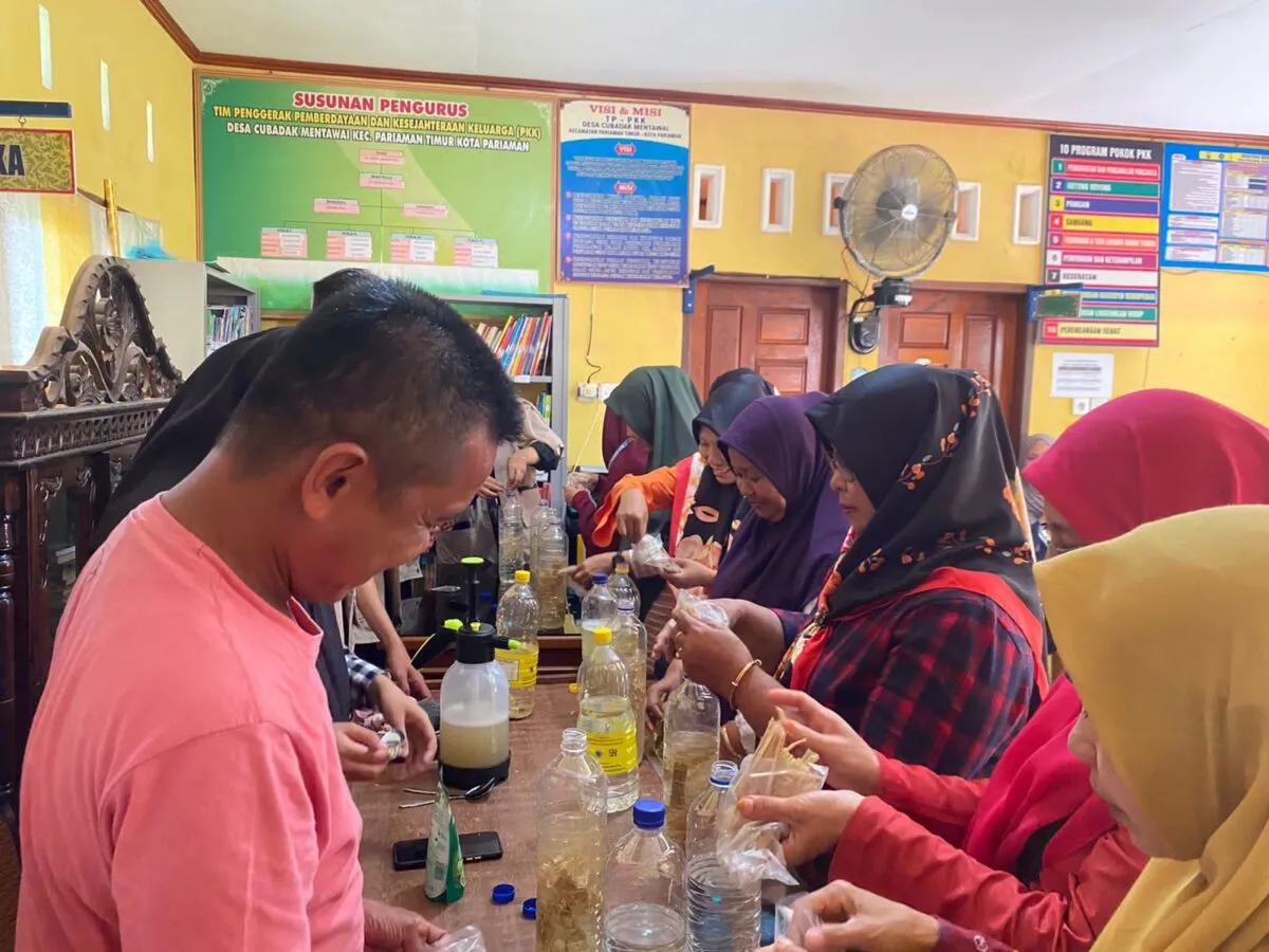 Mahasiswa KKN Unand Demonstrasikan Pembuatan Pestisida Nabati dari Serai di Desa Cubadak Mentawai