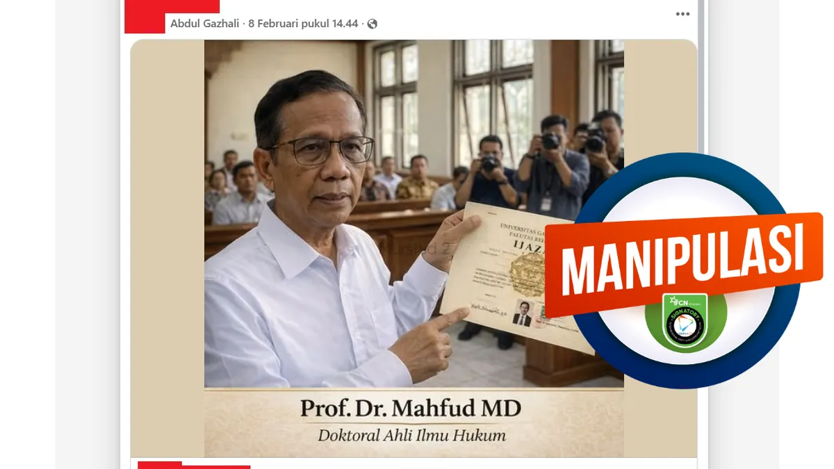 Hoaks Mengatasnamakan Mahfud MD Terkait Klaim Tunjukkan Ijazah Palsu Jokowi di Sidang