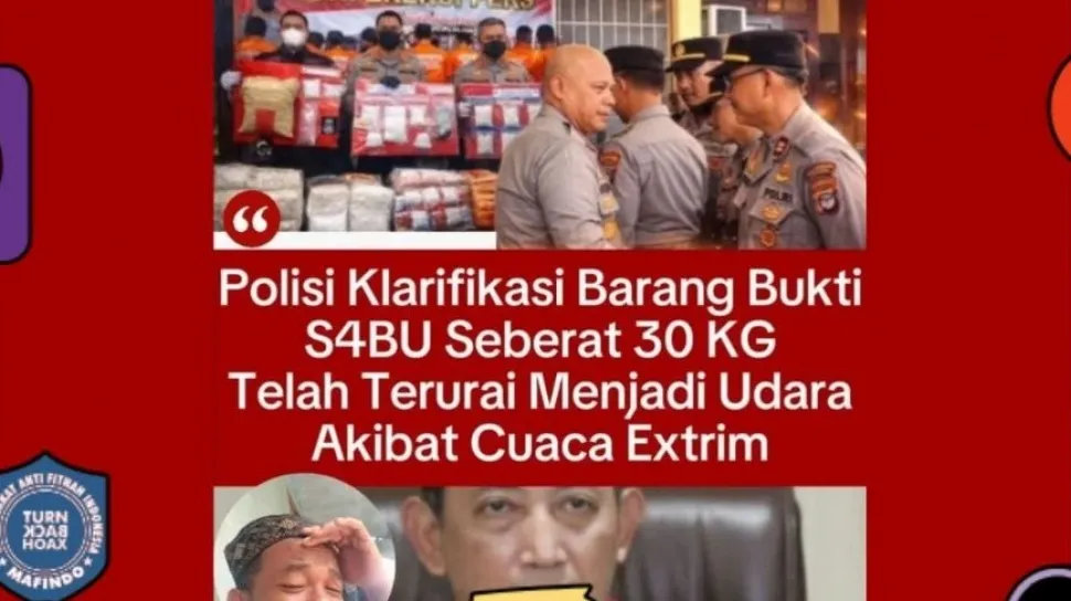 Cek Fakta: Polri Bantah Klaim Barang Bukti Sabu 30 Kg Terurai Jadi Udara karena Cuaca Ekstrem
