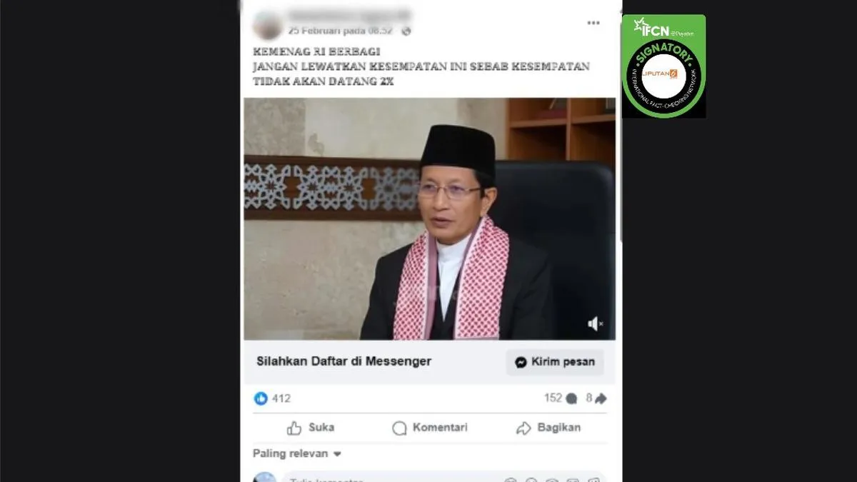 Cek Fakta: Video Klaim Menag Nasaruddin Umar Umumkan Program “Berbagi Rezeki” Tidak Benar