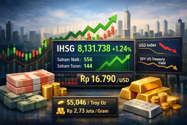 Rupiah Menguat ke Rp16.790 per Dolar AS, IHSG Naik 1,24% ke Level 8.131