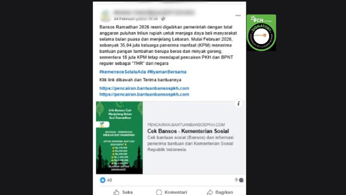 Cek Fakta: Klaim Tautan Pendaftaran Bansos Ramadan 2026 Tidak Benar, Ini Cara Daftar yang Resmi