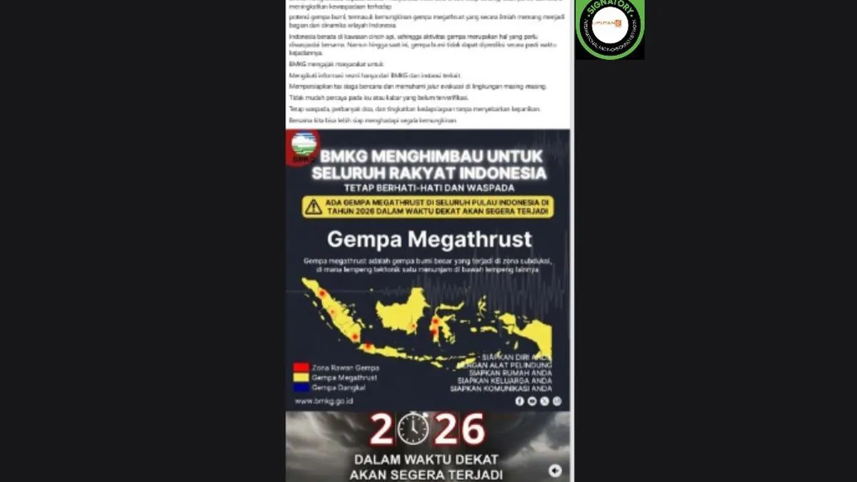 Hoaks Mengatasnamakan BMKG Marak di Media Sosial, dari Isu Megathrust 2026 hingga Siklon Tropis