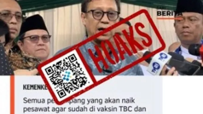 Kemenkes Bantah Klaim Penumpang Pesawat Wajib Vaksin TBC