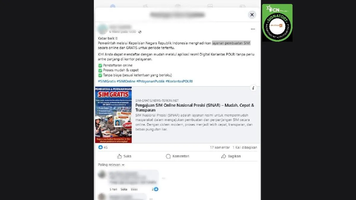 Korlantas Polri Tegaskan Hoaks Link Pembuatan SIM Online Gratis dan Seumur Hidup