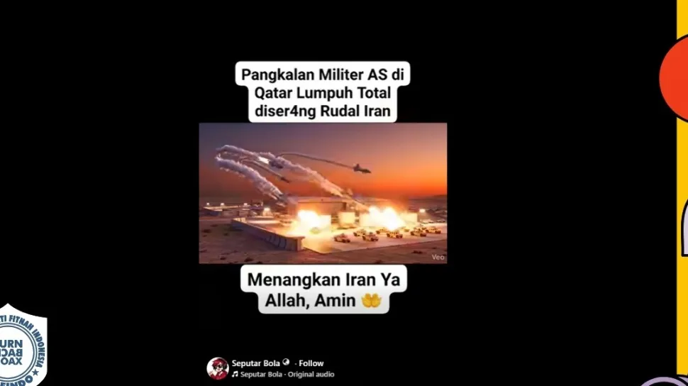Cek Fakta: Video Viral Klaim Serangan Rudal Iran ke Pangkalan AS di Qatar Terindikasi Rekayasa AI