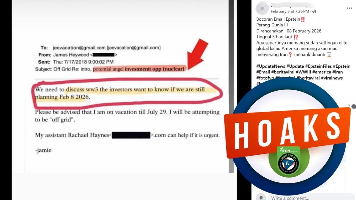 Hoaks Klaim Epstein Files Prediksi Perang Dunia III pada 8 Februari 2026 Beredar, Ini Faktanya