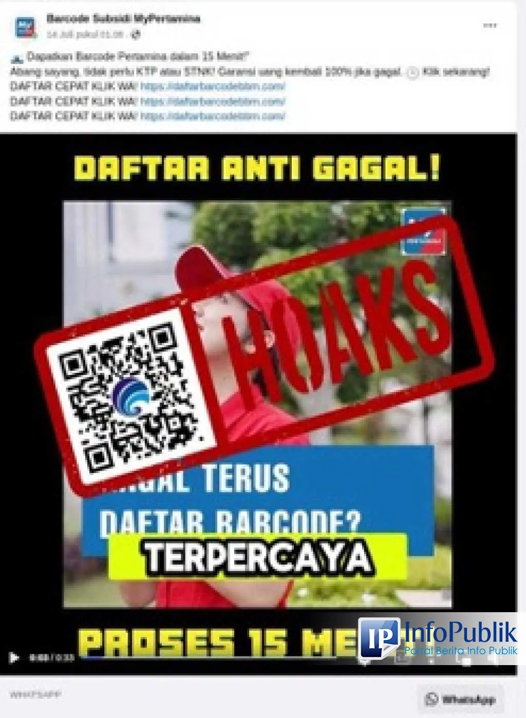 Cek Fakta: Tautan Pendaftaran Barcode Subsidi BBM Pertamina Tanpa KTP dan STNK Tidak Resmi