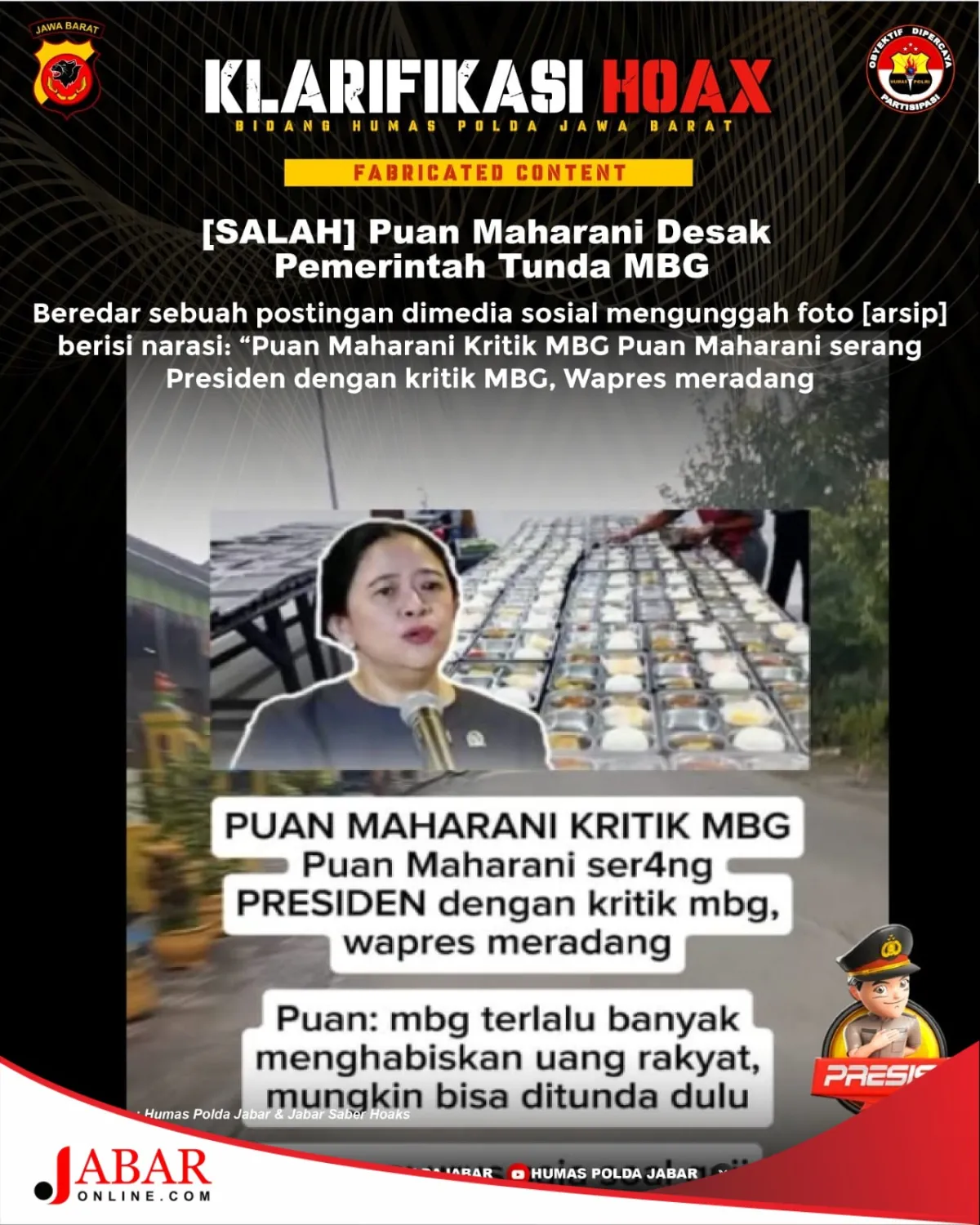 Narasi Serangan Puan Maharani soal Penundaan MBG Beredar di Medsos, Cek Fakta Nyatakan Hoaks