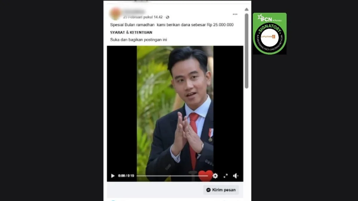 Cek Fakta: Video Gibran Disebut Umumkan Bantuan Spesial Ramadan Rp25 Juta Ternyata Tidak Benar