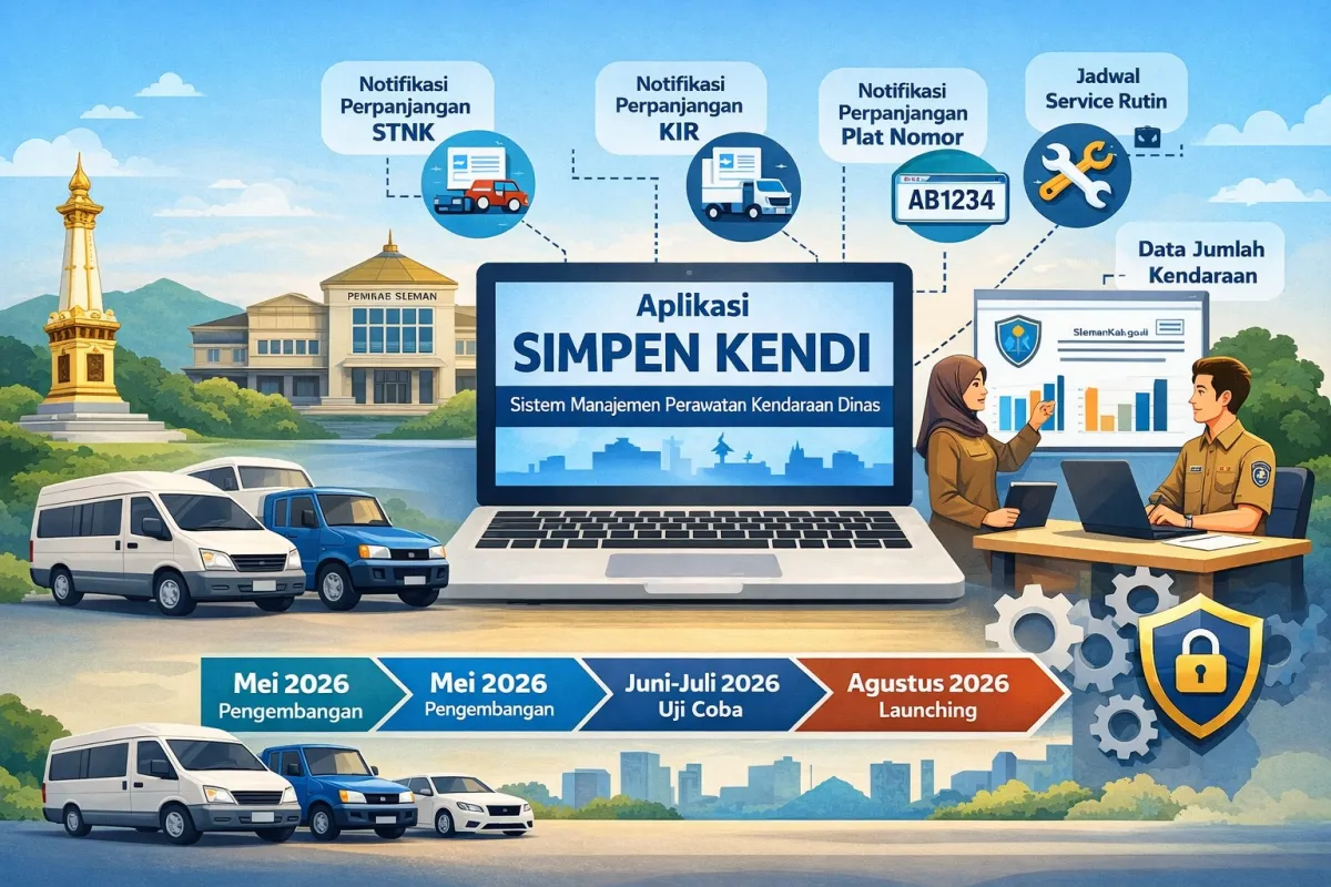 Dishub Sleman Kembangkan Aplikasi “Simpen Kendi” untuk Pencatatan dan Pengingat Perawatan Kendaraan Dinas