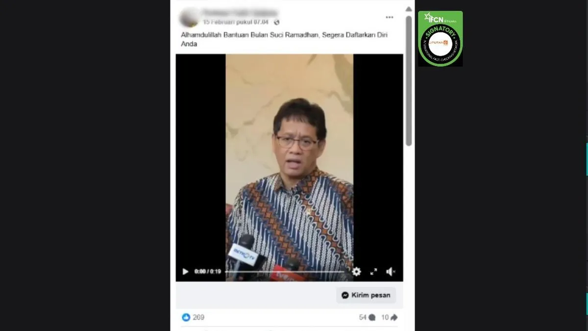 Cek Fakta: Video Menkeu Purbaya Disebut Umumkan Bantuan THR, Klaim Tidak Benar