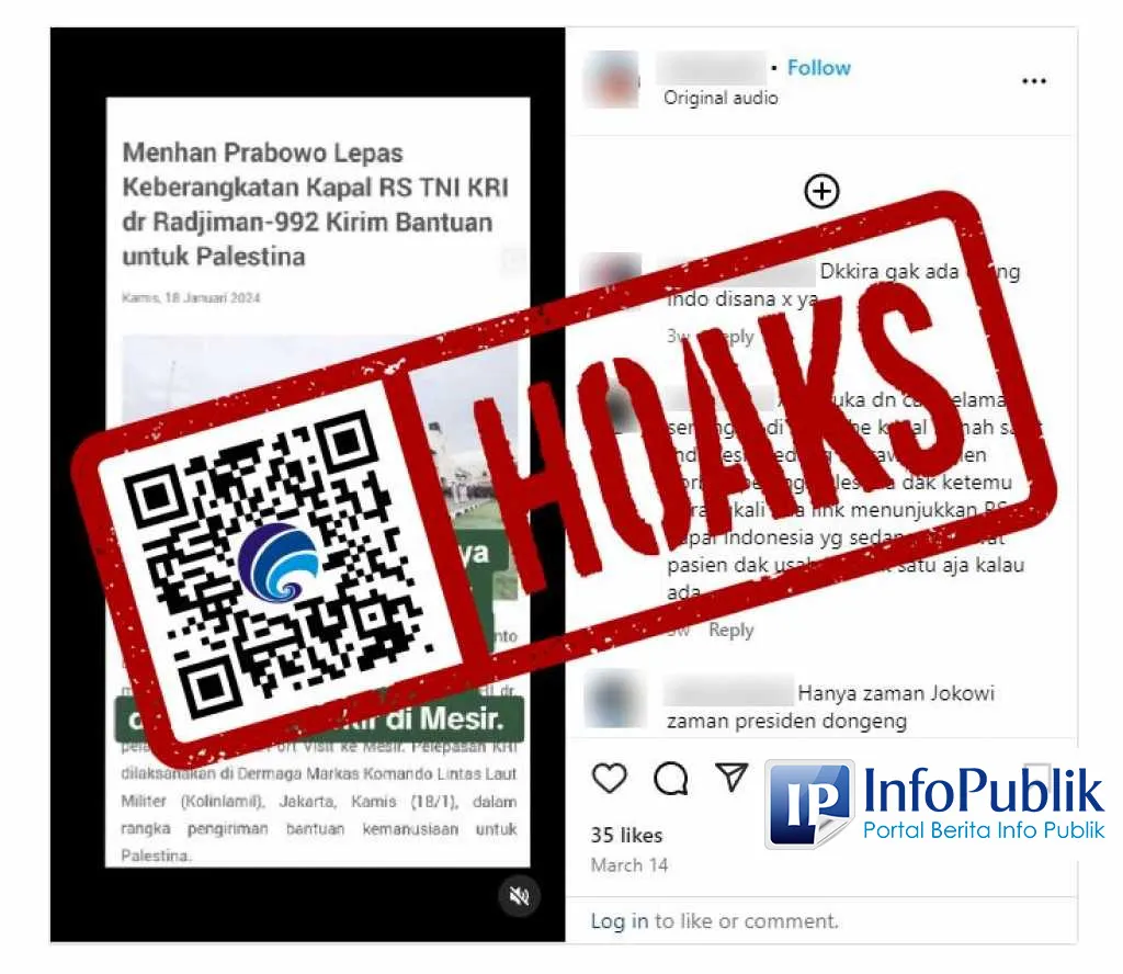 Cek Fakta: KRI dr. Radjiman Wedyodiningrat-992 Salurkan Bantuan untuk Gaza lewat Pelabuhan Al Arish Mesir