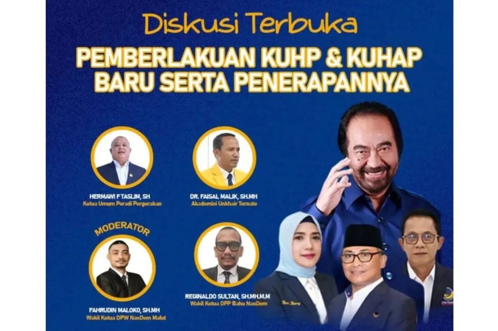 NasDem Maluku Utara Gelar Diskusi Publik Bahas Pemberlakuan KUHP dan KUHAP Baru