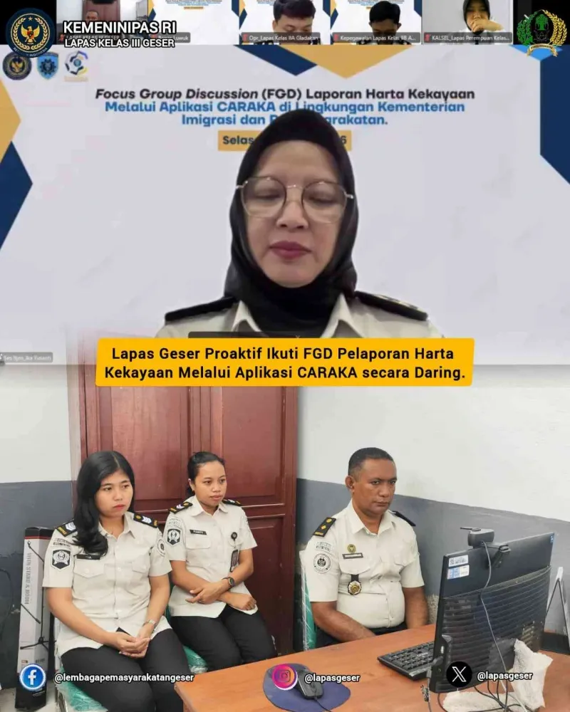 Lapas Kelas III Geser Ikuti FGD Daring Optimalisasi Pelaporan Harta Kekayaan via Aplikasi CARAKA