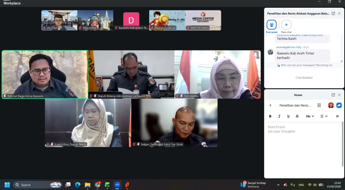 Bawaslu RI Reviu Daring RKA-K/L 2026 untuk Perketat Transparansi Anggaran Non-Operasional